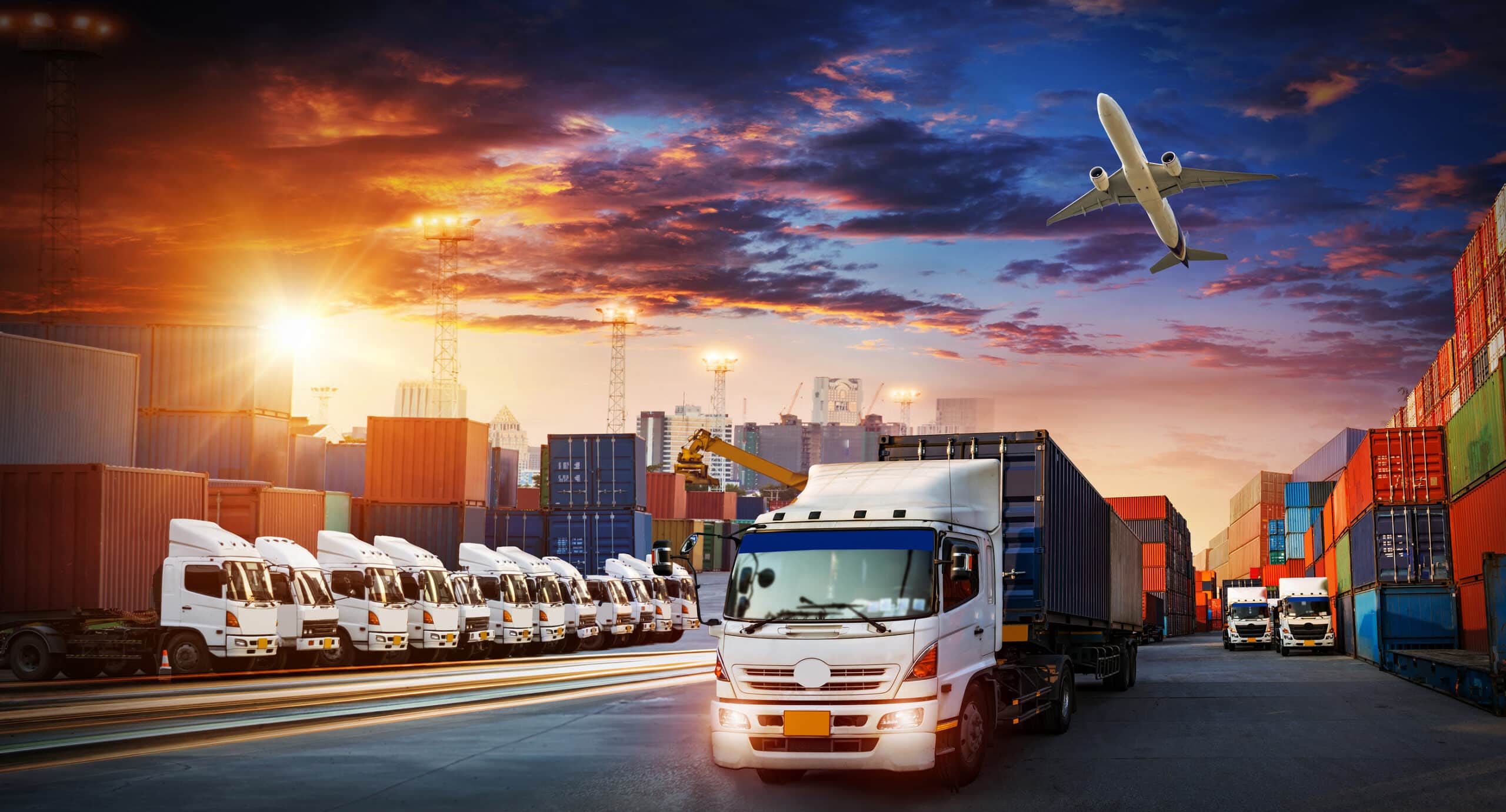 A truck transporting a storage container