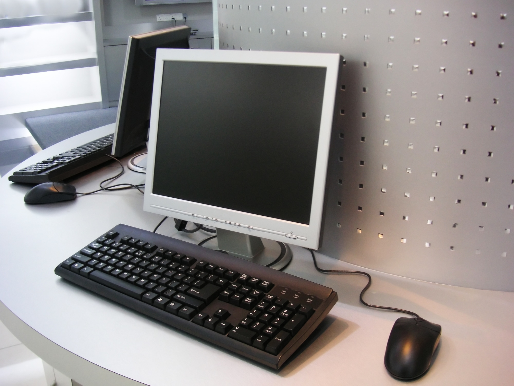 Image of a computer in a shipping container office