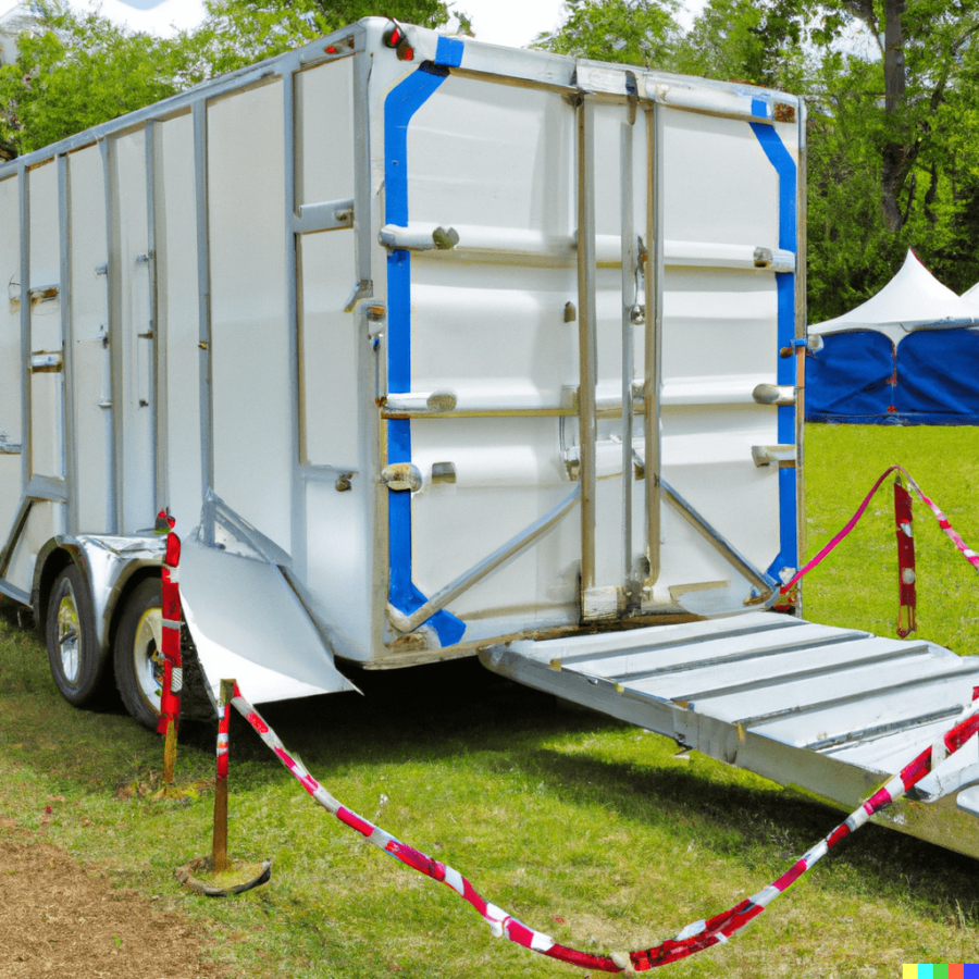 Image of a storage trailer at an outdoor event on Page Street Leasing's website