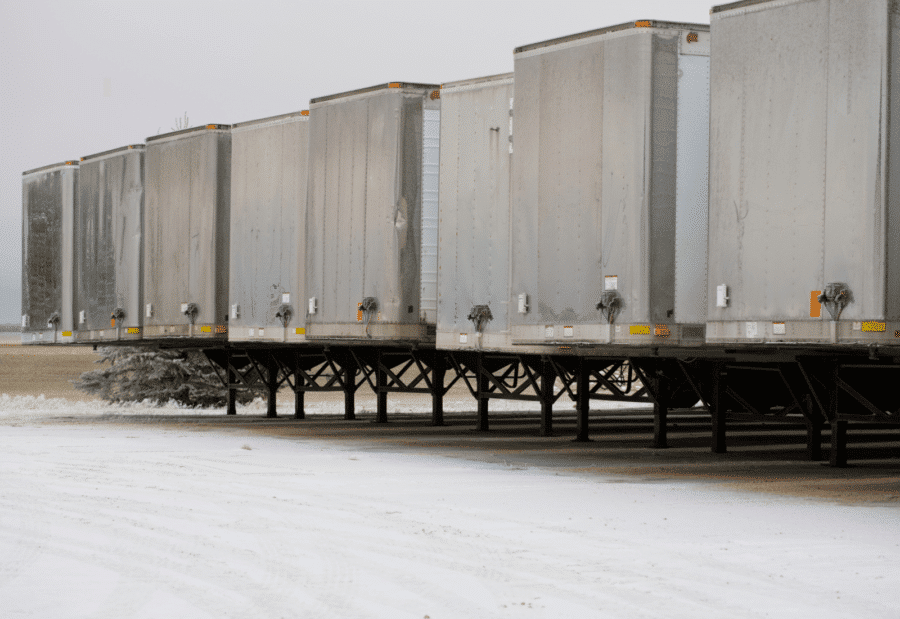 Image of storage trailers in the snow