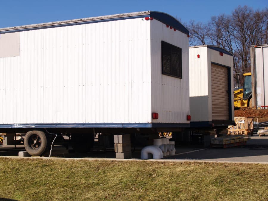 Construction trailers on a jobsite